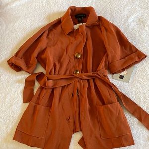 SZ XL NWT   Cable & gauge shirt sleeve belted sweater top